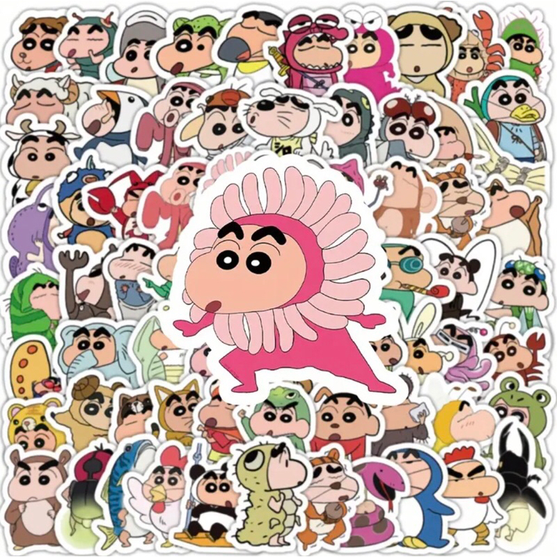 60 hình sticker nhân vật hoạt hình Shin cậu bé bút chì  trang trí sổ tay note book laptop mũ bảo hiểm chống nước tốt