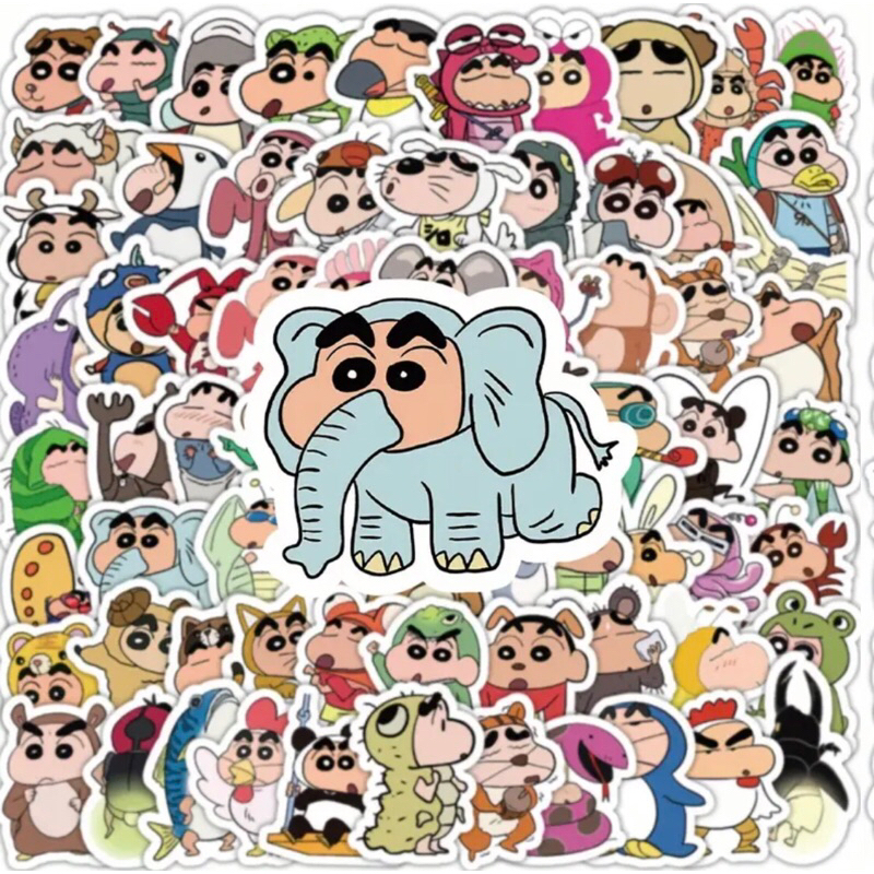 60 hình sticker nhân vật hoạt hình Shin cậu bé bút chì  trang trí sổ tay note book laptop mũ bảo hiểm chống nước tốt
