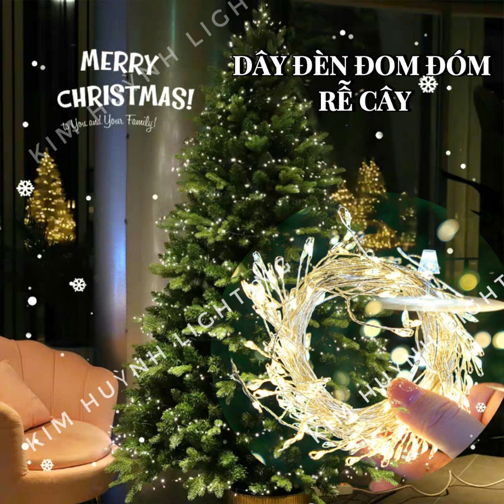 Dây đèn Led đom đóm rễ cây, dây kẽm trang trí decor Giáng Sinh Noen Lễ ...