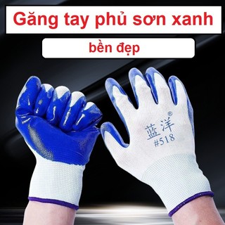 [GIÁ SỈ] SET 10 Đôi Găng Tay Lao Động Phủ Sơn Xanh Làm Vườn - Bao Tay Bảo Hộ Đi Làm OKAMAS