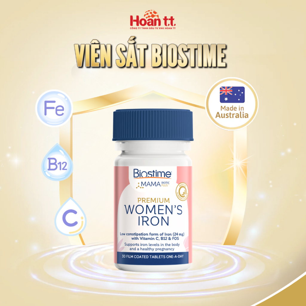 Ảnh Sắt Cho Bà Bầu Hỗ Trợ Sức Khỏe Biostime - Viên Uống Bổ Sung Sắt Hữu Cơ - Sắt Cho Người Thiếu Máu 1