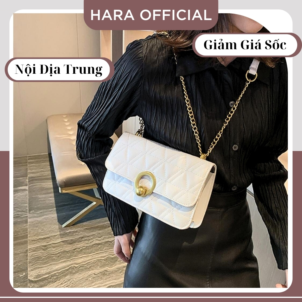 Túi Xách Nữ Đeo Chéo Dây Xích Móc Khóa Hình Tròn [Cam Kết Túi Quảng Châu] HARA Túi Xách