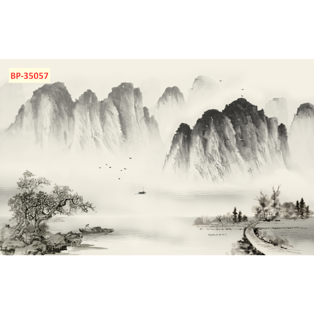 Tranh lụa thuỷ mặc sơn thuỷ thu hút may mắn, phát tài phát lộc