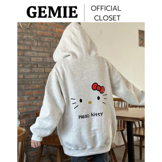 Áo hoodie / Áo hoodie zip khoá kéo in MẶT MÈO KIT.TY form rộng nón to 2 lớp chất nỉ bông Hoodie Women Top