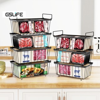 GSlife (4/8pcs)Giỏ Đựng Đồ Đông Lạnh Rổ Nhà Bếp-Kệ Đựng Tủ Lạnh Dễ Dàng Làm Sạch Thép Carbon