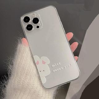 Ốp lưng iphone trong suốt cạnh vuông Thỏ trắng nice cho ip 6/8/7/plus/x/xr/xsmax/11/12/13/14/15/16/ pro max - u3010a
