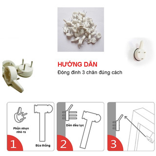 Đinh 3 Chân Treo Tường Tiện Lợi Không cần Khoan, Không Cần Bắn Vít