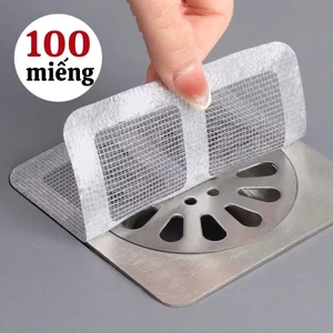 Combo 100 miếng lọc rác dán sàn nhà tắm đặt trên phễu thoát sàn ngăn tóc và rác làm tắc nghẽn ống thoát nước