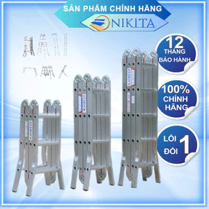 Thang nhôm gấp 4 khúc, sử dụng đa năng, khóa sập tự động, chính hãng Nikita