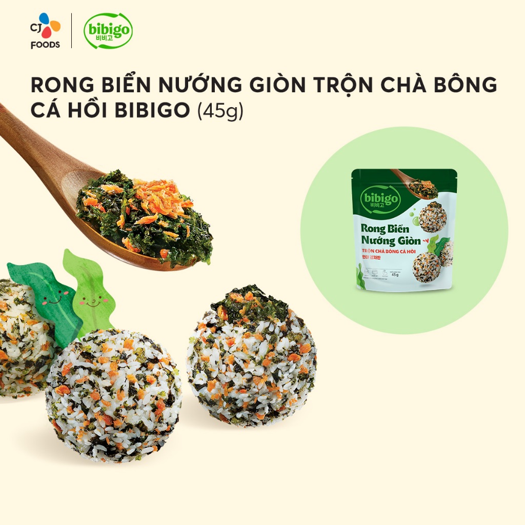 Ảnh Rong biển nướng giòn rắc trộn cơm Hàn Quốc Bibigo vị Nước tương/ Chà bông cá hồi/ Trộn khô heo 4