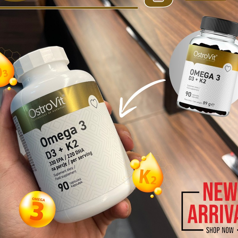 Ostrovit Omega3 D3K2 - Dầu Cá Fish Oil, Dầu cá hàm lượng cao kết hợp D3 K2