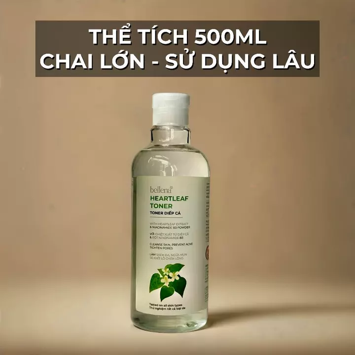 Toner diếp cá cho da dầu mụn nước hoa hồng diếp cá Bellena Heartleaf Toner 500ml