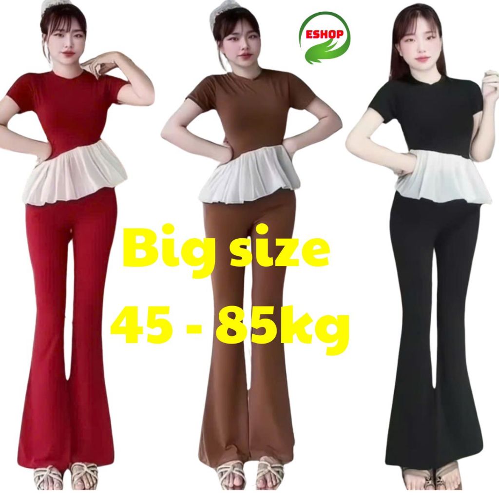 Sét đồ nữ đồ tết đồ bộ nữ quần ống loe bigsize ESHOP đồ mặc nhà đi chơi sang chảnh thời trang nữ MS5009