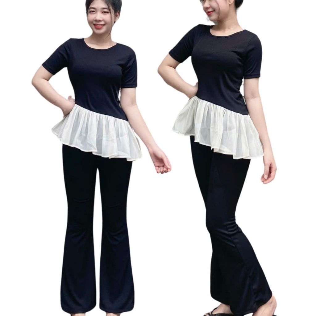 Sét đồ nữ đồ tết đồ bộ nữ quần ống loe bigsize ESHOP đồ mặc nhà đi chơi sang chảnh thời trang nữ MS5009