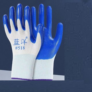 [SET 10, 20 ĐÔI + HỎA TỐC] Bao Tay Lao Động Phủ Sơn Xanh - Găng Tay Bảo Hộ Cao Su Đi Làm OKAMAS
