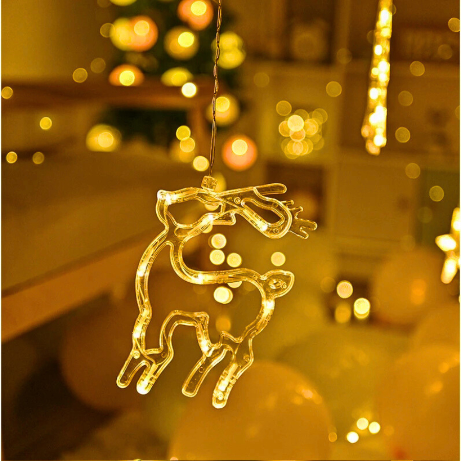 Đèn rèm Noel Kiểu Chuông Thông Nai Màn thả trang trí Noel dài 3,5m