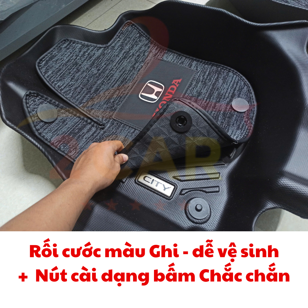 Thảm lót sàn NHỰA 5D xe Honda City 2015- 2023 2024 2025 đúc nguyên khối - 3 tấm/bộ dễ vệ sinh lau rửa