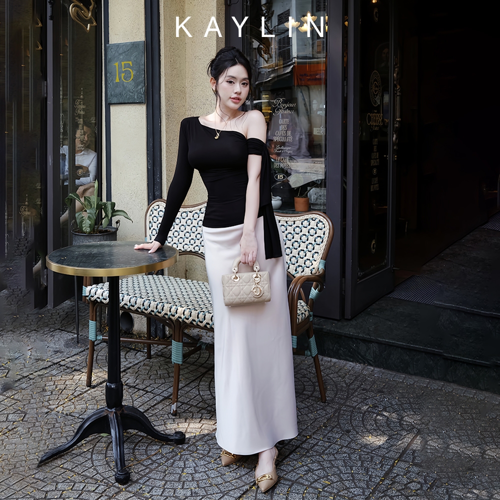Ảnh Chân váy KAYLIN dài basic chất vải lụa mềm mịn mát lạnh phong cách thanh lịch N2118 2
