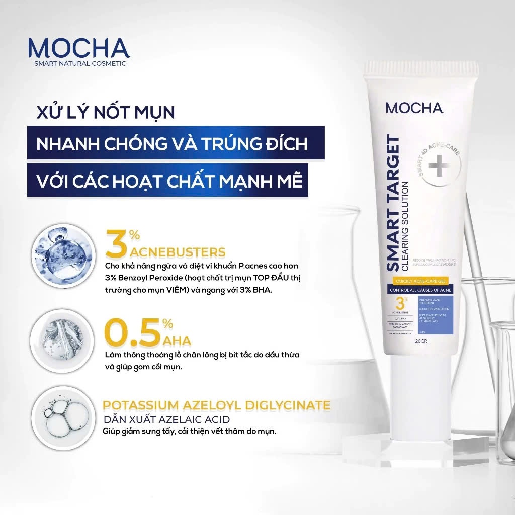 Ảnh Kem Dưỡng Giảm Mụn Sau 8H MOCHA Smart Target Clearing Solution, Giảm Sưng Viêm, Hạn Chế Thâm Sẹo 4