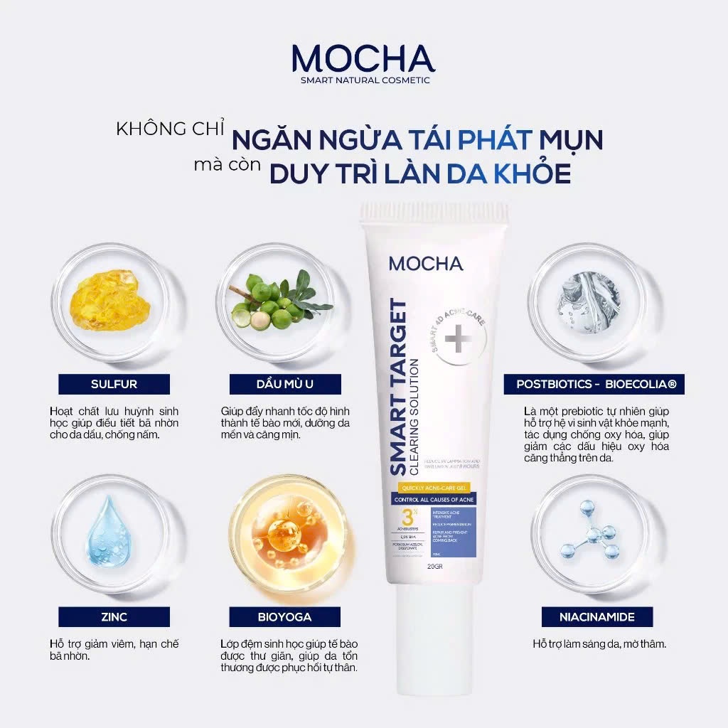 Ảnh Kem Dưỡng Giảm Mụn Sau 8H MOCHA Smart Target Clearing Solution, Giảm Sưng Viêm, Hạn Chế Thâm Sẹo 3