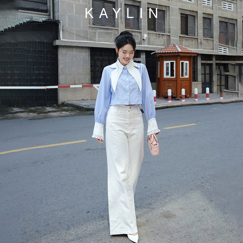 Ảnh Quần JEAN KAYLIN Basic form suông ống loe chất vải denim dầy dặn phong cách - N2153 1
