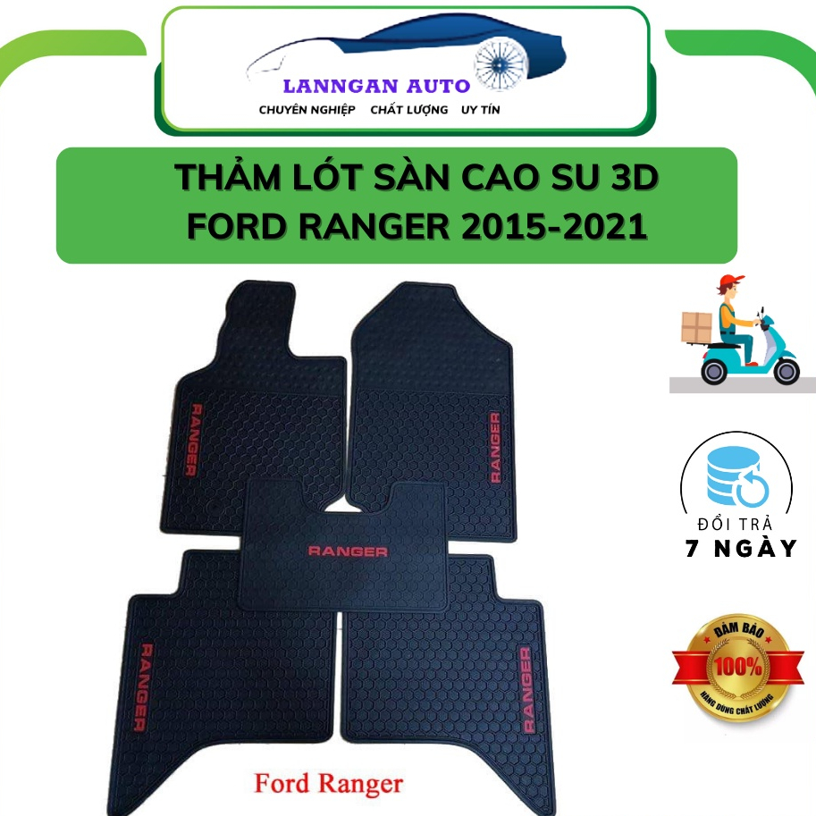 Thảm lót sàn ô tô Ford Ranger 2016-2023, bộ trải sàn cao su đúc, không mùi dễ dàng vệ sinh giá tốt