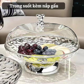 Đĩa Đựng Trái Cây Trong Suốt Kèm Nắp Đậy ECO, Khay Đựng Hoa Quả Để Bàn Nhựa PET Cao Cấp Sang Trọng