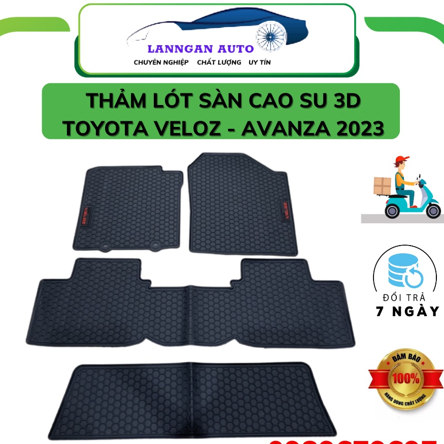 Thảm lót sàn ô tô Toyota Veloz, Toyota Avanza 2023, bộ trải sàn 3 hàng ghế PVC đúc, không mùi dễ dàng vệ sinh giá tốt