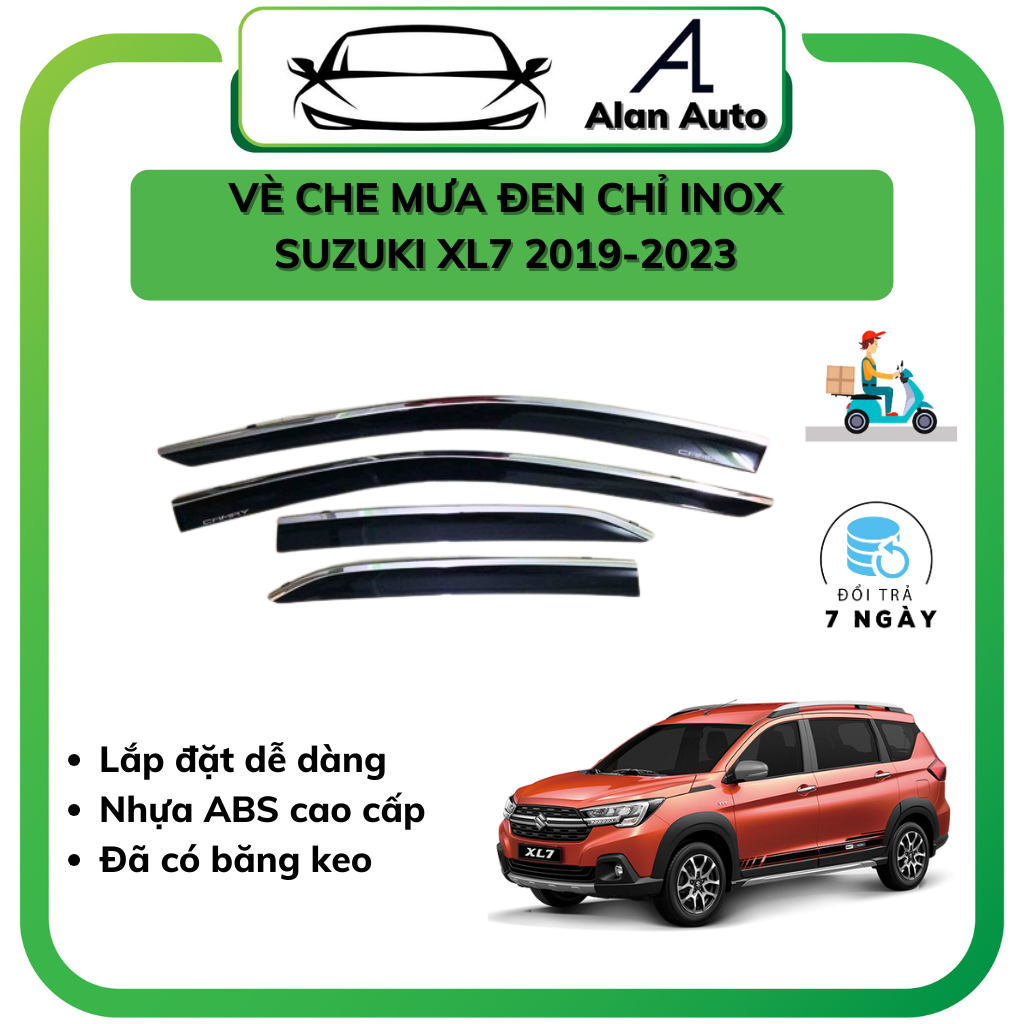 Vè che mưa xe Suzuki XL7 2020-2023, vè mưa chỉ inox Cao Cấp, Chất liệu nhựa ABS