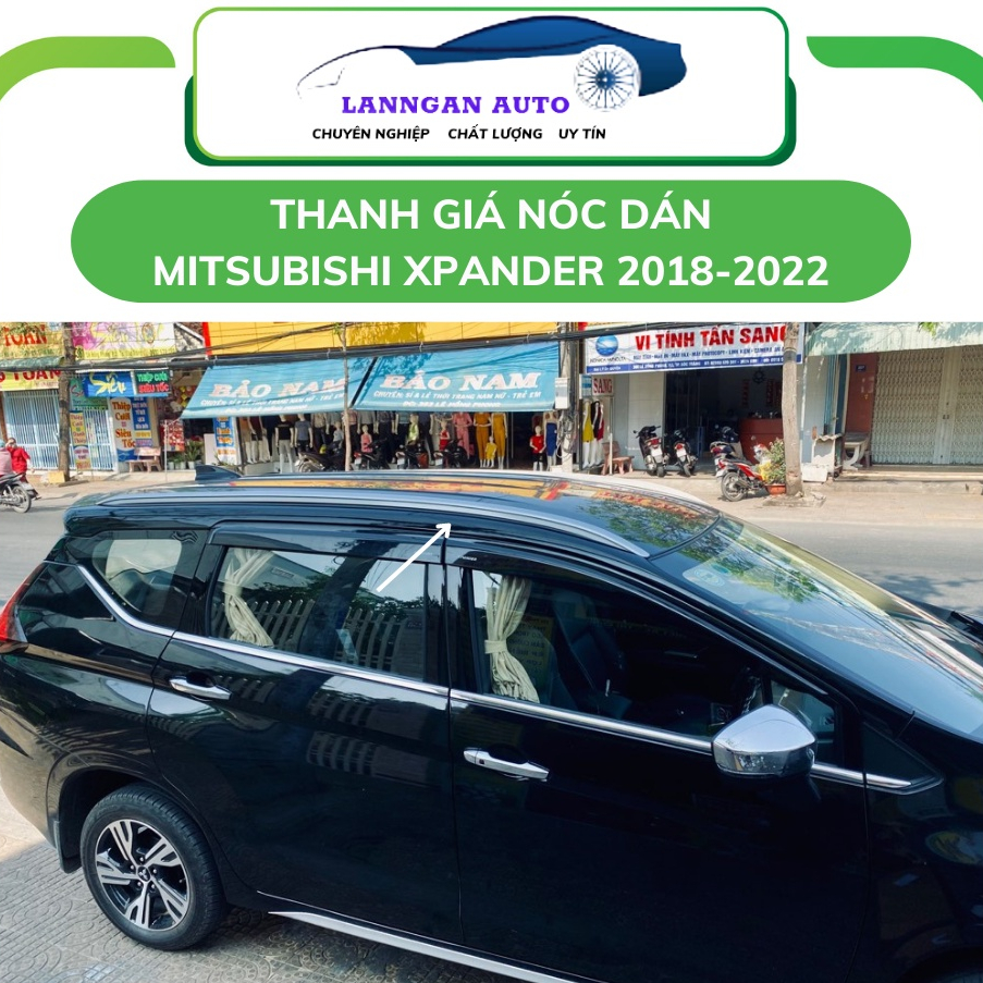 Thanh giá nóc xe Mitsubishi Xpander, Xpander Cross, Thanh nóc chân thấp,Chất liệu nhôm bạc cao cấp