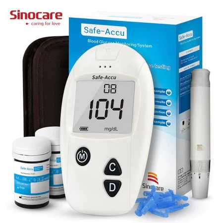 Máy đo đường huyết Safe-Accu Sinocare tặng ngay hộp 50 que thử + 1 hộp kim chích máu Chính hãng