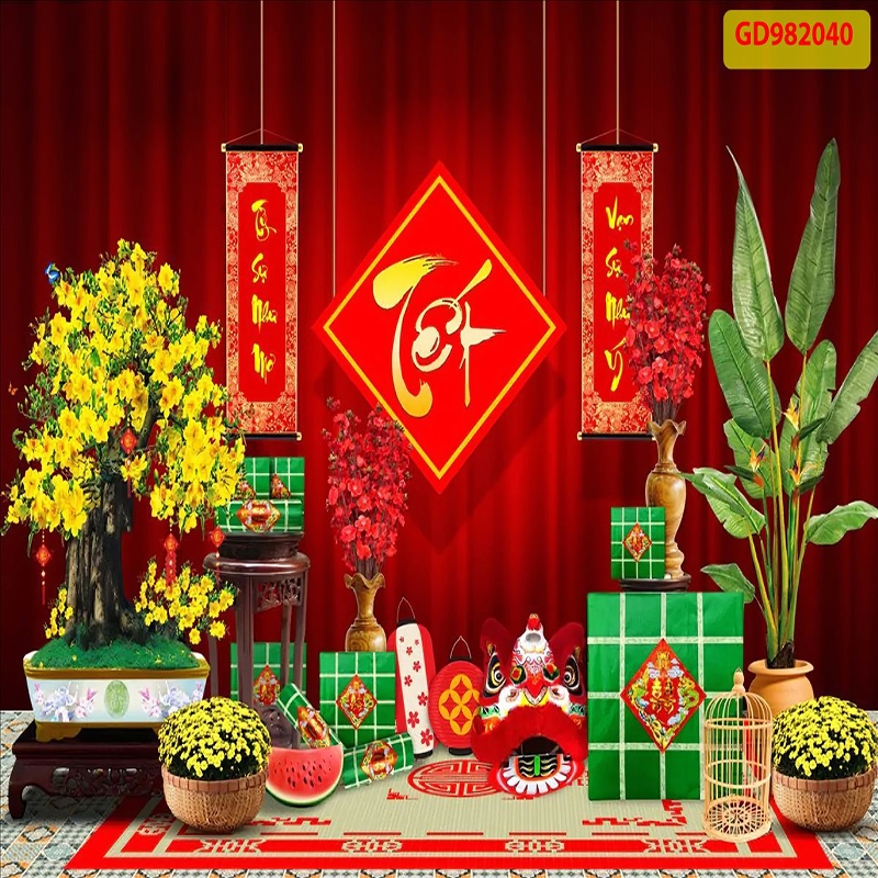 Tranh In 3D Vải Lụa Cao Cấp, Phông Nền Trang Trí Ngày Tết, Mẫu Mới Nhất ...