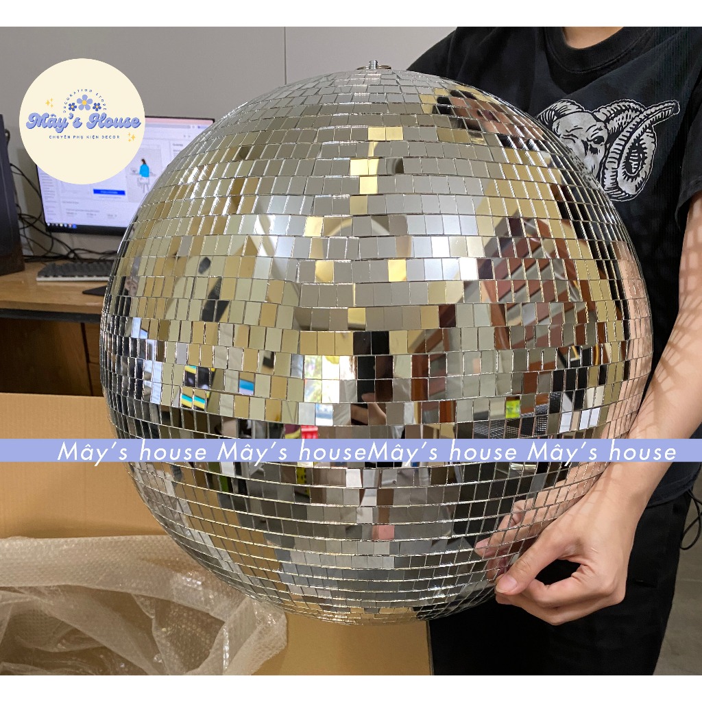 Quả cầu tráng gương bạc, quả cầu disco balls,trái châu 50CM (hàng sẵn ...