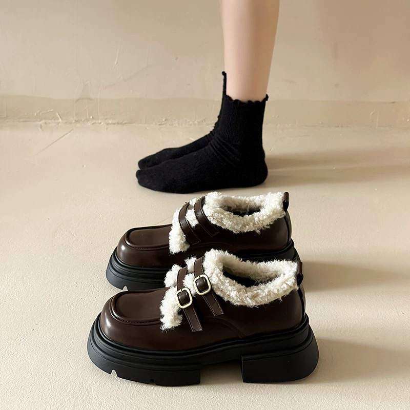 Giày nữ, giày đế đốc nữ lông cừu đế cao phong cách trẻ trung, cá tính