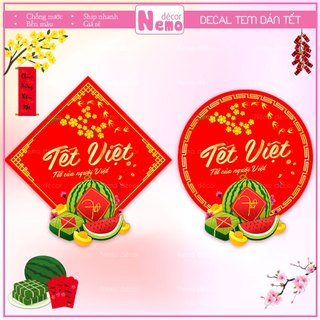 Tem Dán Tết 2026, Decal Dán Tết Việt, Tết Của Người Việt Decor Trang Trí Hộp Quà, Bánh, Kẹo, Mứt Ngày Tết.