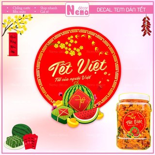 Tem Dán Tết 2026, Decal Dán Tết Việt, Tết Của Người Việt Decor Trang Trí Hộp Quà, Bánh, Kẹo, Mứt Ngày Tết.
