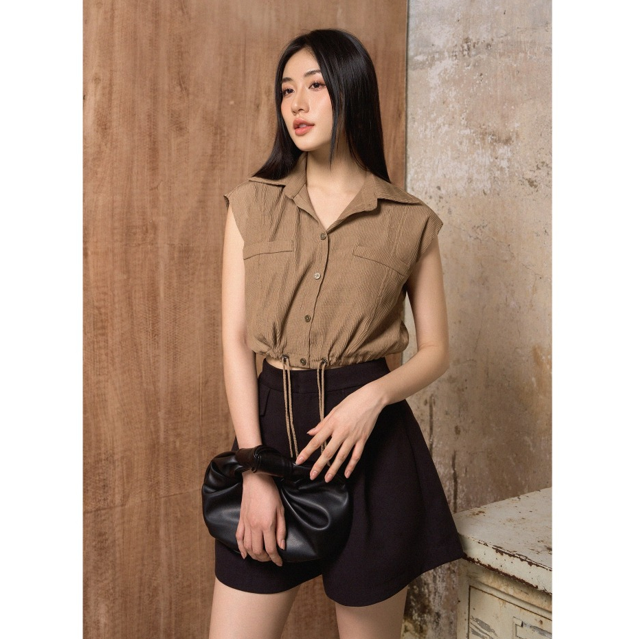 OLV - Áo sơ mi kiểu croptop rút dây eo Gianna Top | Shopee Việt Nam