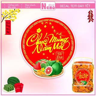 Tem Tết 2026, Decal Dán Chúc Mừng Năm Mới, Tết Việt Decor Trang Trí Hộp Quà, Bánh, Kẹo, Mứt Ngày Tết.