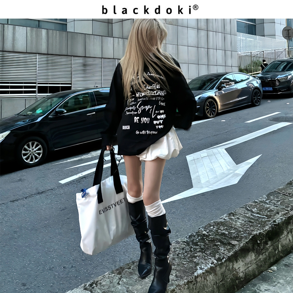 BLACKDOKI Áo thun dài tay BE YOU , áo phông basic chất cotton dày dặn oversize cá tính