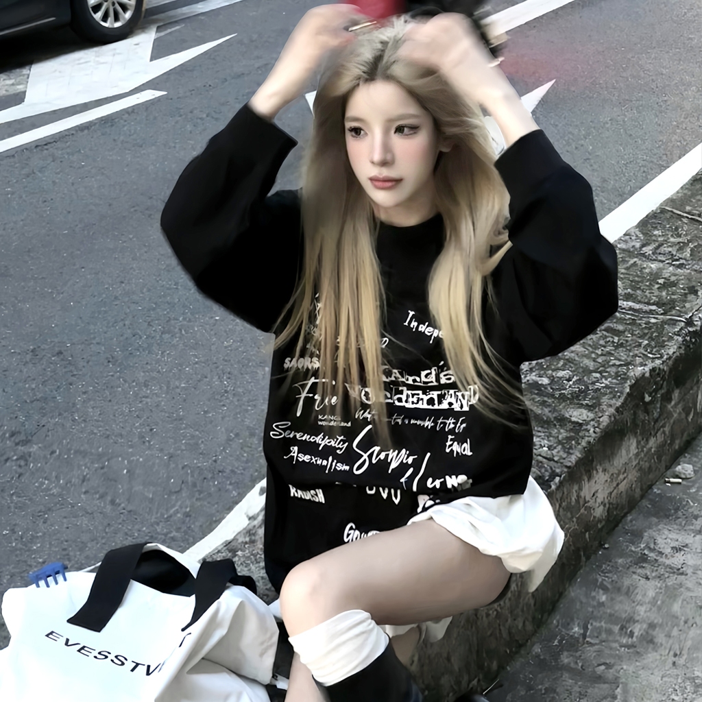 BLACKDOKI Áo thun dài tay BE YOU , áo phông basic chất cotton dày dặn oversize cá tính