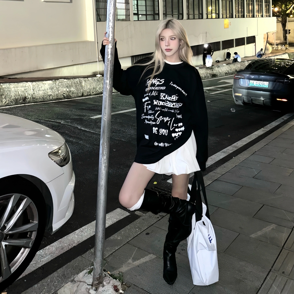BLACKDOKI Áo thun dài tay BE YOU , áo phông basic chất cotton dày dặn oversize cá tính
