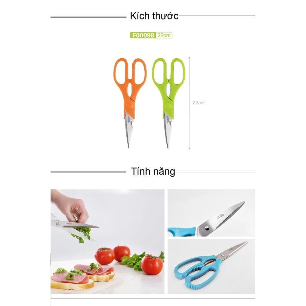 Kéo nhà bếp đa năng LocknLock bền đẹp sắc bén tiện dụng F00097 21cm, F00098 22cm, CKK207 25cm - K-MALL