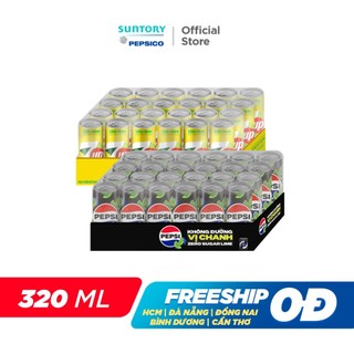 [SALE 15.7] Combo 2 Thùng Pepsi Vị Chanh Không Calo và 7UP Soda Chanh Không Calo (320ml/lon)