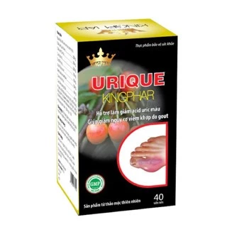 Viên uống thảo dược URIQUE KINGPHAR (Chai 40 viên) Hỗ trợ làm giảm acid uric máu, Giúp giảm nguy cơ viêm khớp do gout.