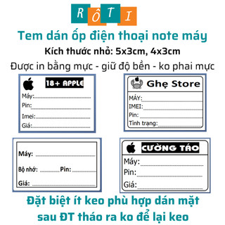 Set 100 tem nhựa dán mặt sau điện thoại, tháo dễ dàng và không để lại keo KT 5x3,5cm