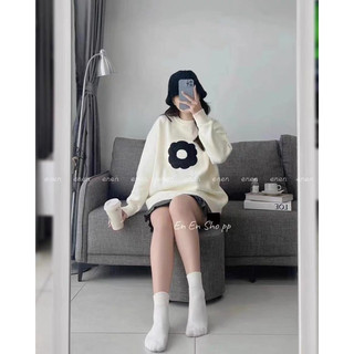 Áo len nữ dài tay thu đông bông hoa thêu nổi cổ tròn len dày dặn quảng châu 720