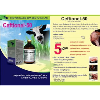 Thuốc thú y Interchemie Ceftionel 50 -100ml dùng Viêm vú viêm móng viêm phổi chó mèo gia súc gia cầm