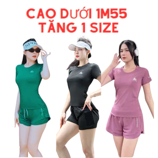 Bộ tập gym nữ quàn có túi để điện thoại,quần áo tập gym,chơi cầu lông, tennis, pickleball...chất đẹp áo phủ bụng(NG05))