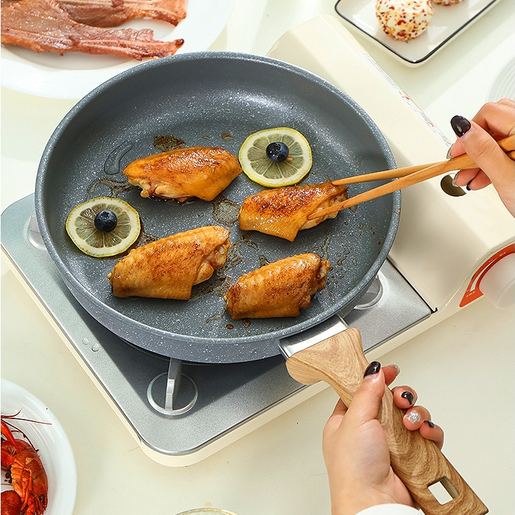 Chảo Rán/Chảo Xào Vân Đá Cán Gỗ Chống Dính Cao Cấp,Sử Dụng Với Nhiều ...