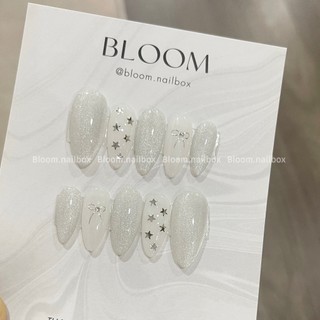 [B57] Nailbox thiết kế trắng thạch mix ngôi sao bạc form oval basic Bloom.nailbox